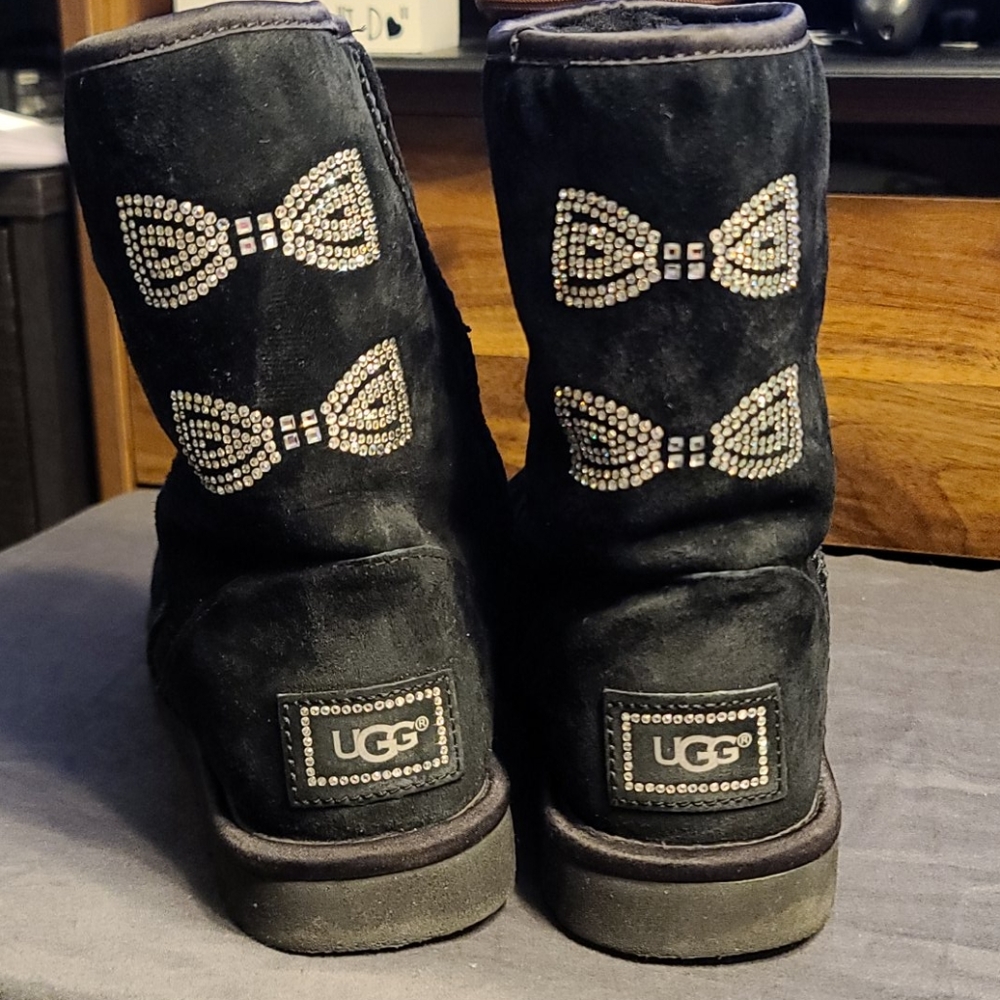 UGG Australia Swarovski Crystal Bow Black Boots